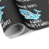 鯨がある所に波の暗いBG ラッピングペーパー (ロールコーナー)