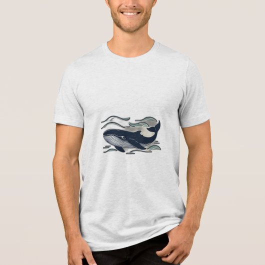 鯨が泳いで トライブレンドTシャツ (正面)