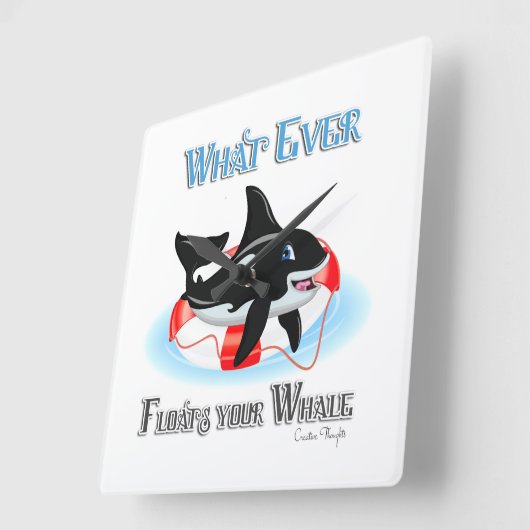 鯨が浮くもの2 スクエア壁時計 (傾斜)