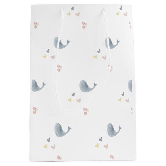 鯨とハート抱き枕 ミディアムペーパーバッグ (正面)