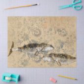 鯨と抽象芸術フローラの分離 薄葉紙 (クラフト)