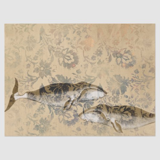 鯨と抽象芸術フローラの分離 薄葉紙 (正面)
