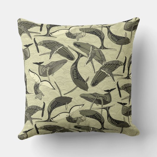 鯨と波は自然である クッション (裏面)