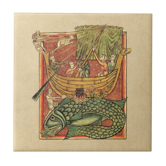 鯨により難破した船 タイル (正面)