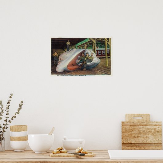 鯨に横たわる捕鯨者の見解 ポスター (キッチン)