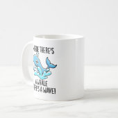 鯨のあるところ波の生おもしろい物 コーヒーマグカップ (正面左)