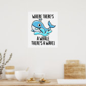 鯨のあるところ波の生おもしろい物 ポスター (キッチン)