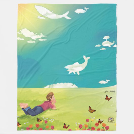 鯨のプリンスホエールウォッチングフリースブランケット フリースブランケット (正面)