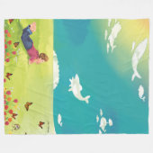 鯨のプリンスホエールウォッチングフリースブランケット フリースブランケット (正面(横))