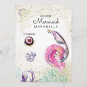 *~*鯨の桃色の人魚の誕生パーティー 招待状 (正面/裏面)