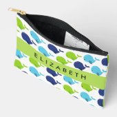 鯨の模様、かわいいクジラ、あなたの名前 アクセサリーポーチ (見開き)