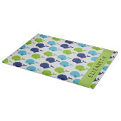 鯨の模様、かわいいクジラ、あなたの名前 カッティングボード (角)