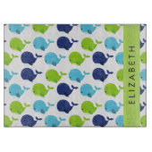 鯨の模様、かわいいクジラ、あなたの名前 カッティングボード (正面)