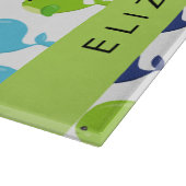 鯨の模様、かわいいクジラ、あなたの名前 カッティングボード (角)