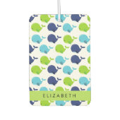 鯨の模様、かわいいクジラ、あなたの名前 カーエアーフレッシュナー (正面)