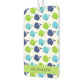 鯨の模様、かわいいクジラ、あなたの名前 カーエアーフレッシュナー (左)