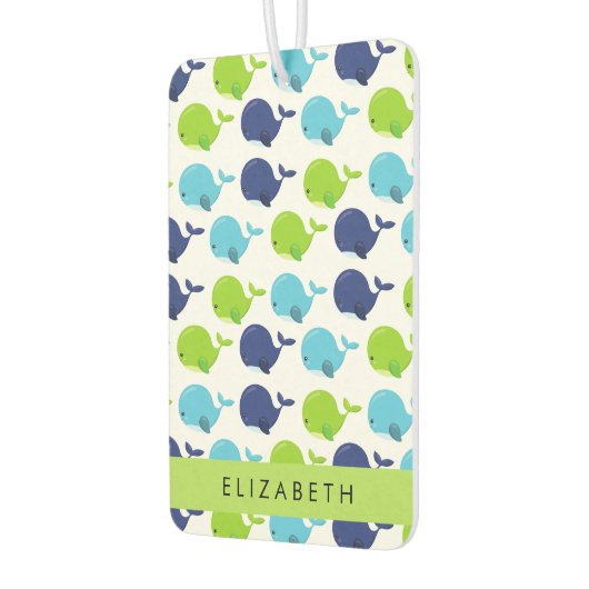 鯨の模様、かわいいクジラ、あなたの名前 カーエアーフレッシュナー (左)