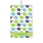 鯨の模様、かわいいクジラ、あなたの名前 カーエアーフレッシュナー (裏面)