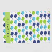 鯨の模様、かわいいクジラ、あなたの名前 ゴルフタオル (横)