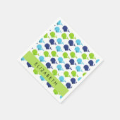 鯨の模様、かわいいクジラ、あなたの名前 スタンダードカクテルナプキン (角)