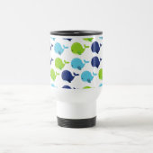 鯨の模様、かわいいクジラ、あなたの名前 トラベルマグ (中央)