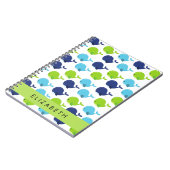 鯨の模様、かわいいクジラ、あなたの名前 ノートブック (左側)