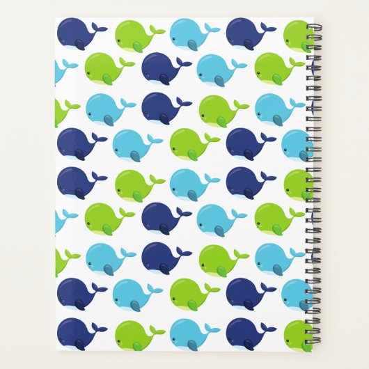 鯨の模様、かわいいクジラ、あなたの名前 プランナー手帳 (裏面)
