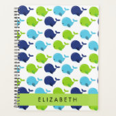 鯨の模様、かわいいクジラ、あなたの名前 プランナー手帳 (正面)