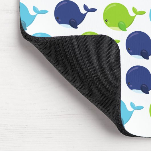 鯨の模様、かわいいクジラ、あなたの名前 マウスパッド (コーナー)