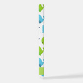 鯨の模様、かわいいクジラ、あなたの名前 iPhoneケース (右側面)