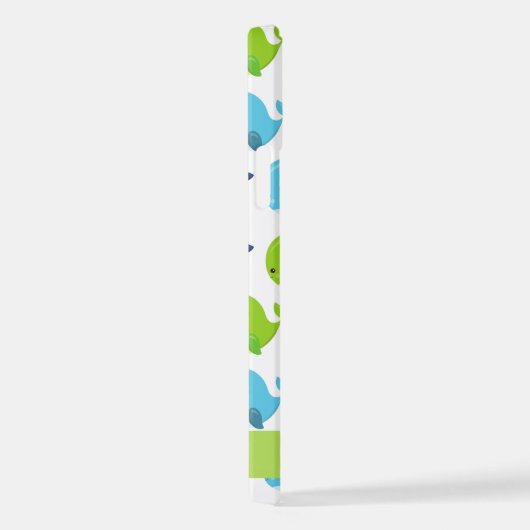 鯨の模様、かわいいクジラ、あなたの名前 iPhoneケース (右側面)