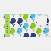 鯨の模様、かわいいクジラ、あなたの名前 iPhoneケース (裏面横)