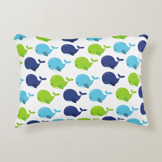 鯨の模様、かわいいクジラ、海獣 アクセントクッション (正面)