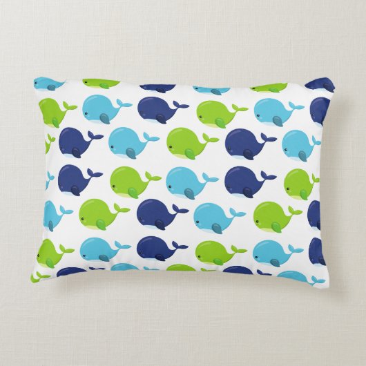 鯨の模様、かわいいクジラ、海獣 アクセントクッション (裏面)