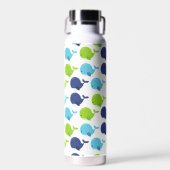 鯨の模様、かわいいクジラ、海獣 ウォーターボトル (正面)