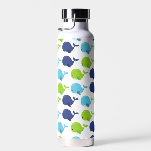 鯨の模様、かわいいクジラ、海獣 ウォーターボトル (右面)