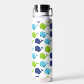 鯨の模様、かわいいクジラ、海獣 ウォーターボトル (背面)