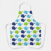 鯨の模様、かわいいクジラ、海獣 エプロン (正面)