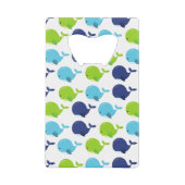 鯨の模様、かわいいクジラ、海獣 クレジットカード栓抜き (正面)