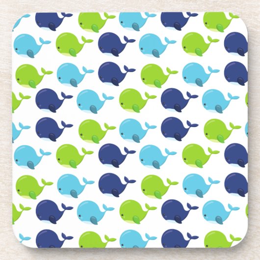 鯨の模様、かわいいクジラ、海獣 コースター (正面)