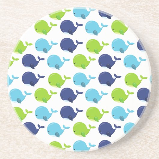鯨の模様、かわいいクジラ、海獣 コースター (正面)
