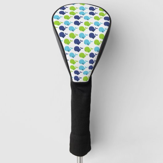 鯨の模様、かわいいクジラ、海獣 ゴルフヘッドカバー (正面)