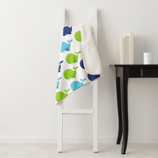 鯨の模様、かわいいクジラ、海獣 シェルパブランケット (インサイチュ)