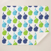 鯨の模様、かわいいクジラ、海獣 シェルパブランケット (正面(横))