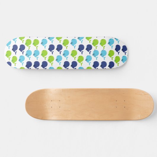 鯨の模様、かわいいクジラ、海獣 スケートボード (横)