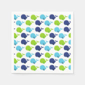 鯨の模様、かわいいクジラ、海獣 スタンダードカクテルナプキン (正面)