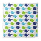 鯨の模様、かわいいクジラ、海獣 タイル (正面)