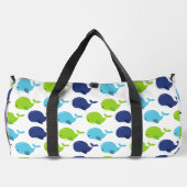 鯨の模様、かわいいクジラ、海獣 ダッフルバッグ (裏面)