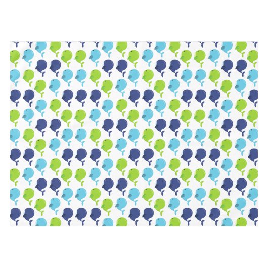 鯨の模様、かわいいクジラ、海獣 テーブルクロス (正面(横))