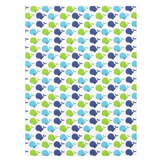 鯨の模様、かわいいクジラ、海獣 テーブルクロス (正面)